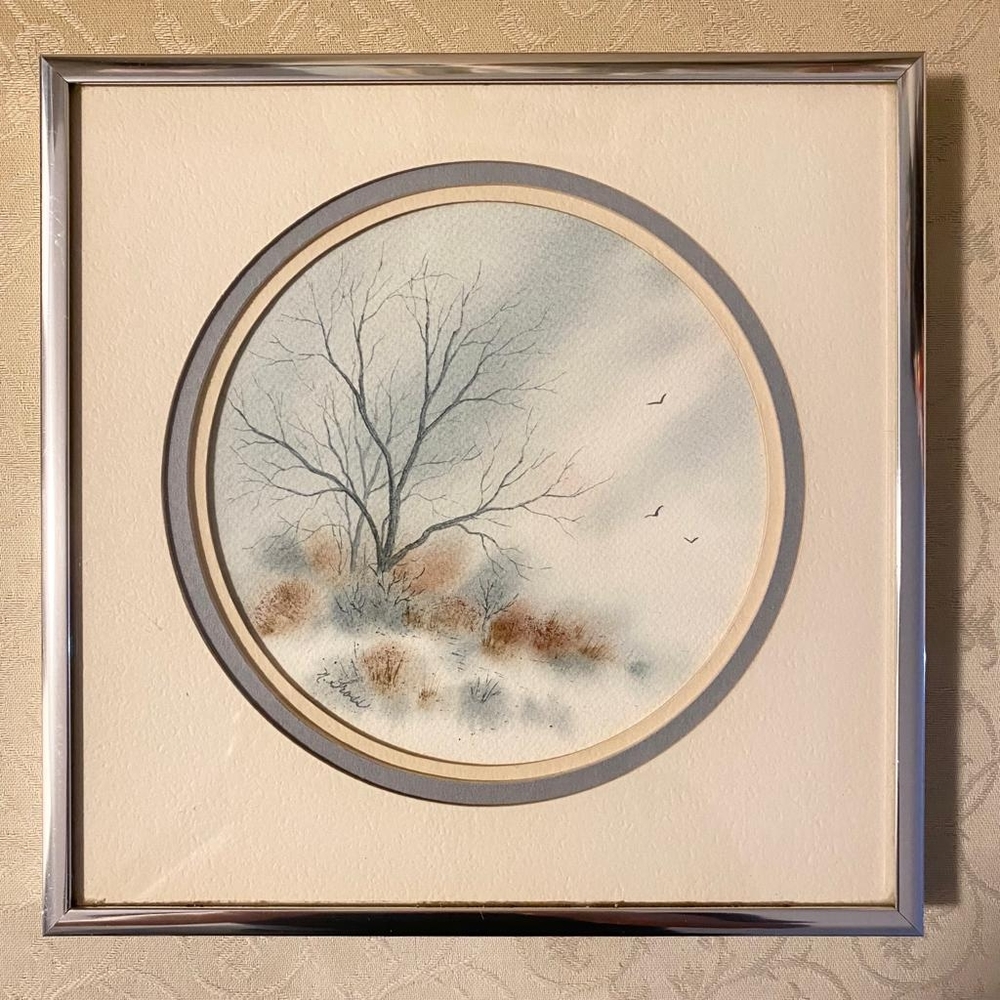 Vintage Signed Painting Of Leafless Trees From The Studio Of Nancy J. Gross